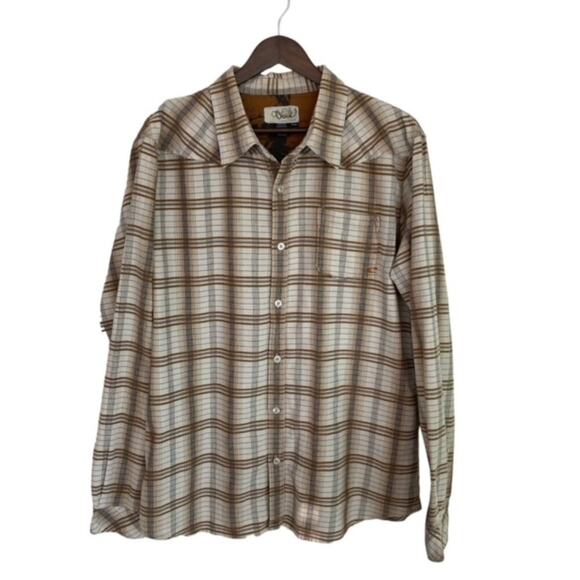O'Neill Tan and Brown Plaid Button Up Shirt - XL - Picture 1 of 6